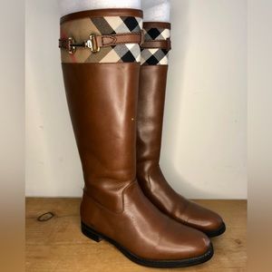 Burberry Brown Ankle Boots with Check Pattern